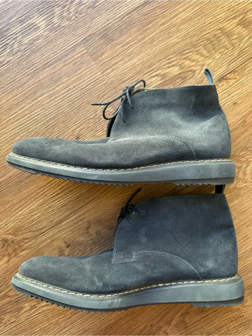 Clarks Original Desert Boots Mens 10 Navy Blue Suede Chukka Lace Up Almond Toe